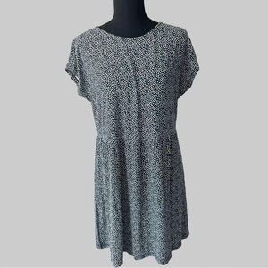 Ichi Draped Polka Dots Relaxed Dolman Sleeve Pleated Dress